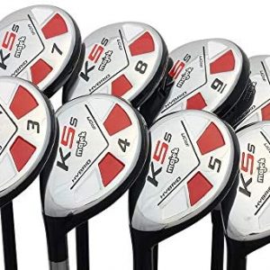 Left Handed Majek Golf Senior Men’s All Hybrid Complete Full Set, which Includes: #3, 4, 5, 6, 7, 8, 9, PW Senior Flex Total of 8 New Utility “A” Flex Clubs