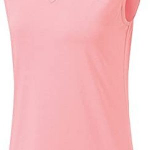 BGOWATU Women’s Golf Polo T-Shirts Sleeveless V Neck Collarless Tennis Shirts UV Protection Quick Dry Lightweight