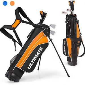 Tangkula Junior Complete Golf Club Set for Children Right Hand, Includes 3# Fairway Wood, 7# & 9# Irons, Putter, Head Cover, Golf Stand Bag, Perfect for Children, Kids