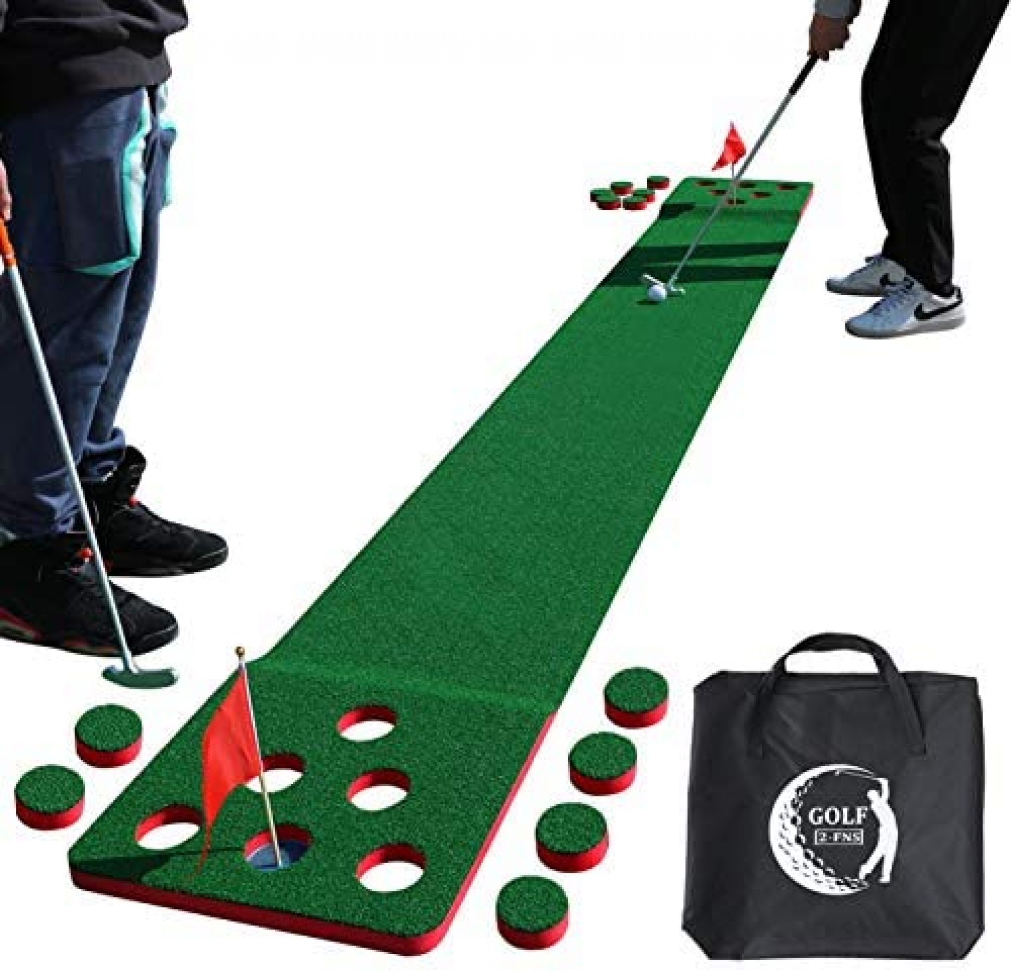 2-FNS Golf Putting Game Set, 11.5 Feet Golf Putting Green Mat with 4 ...