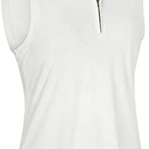 LASLULU Womens Sleeveless Golf Polo Shirt with Zipper Quick Dry Athletic Sports Tank Tops for Women