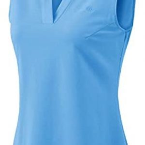 JINSHI Women’s Sleeveless Golf Shirts V Neck Sports Polo Shirts Athletic Workout Tops Shirts