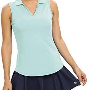 CQC Women’s Sleeveless Golf Polo Shirts V-Neck Sports Athletic Tennis Tank Tops UPF 50+