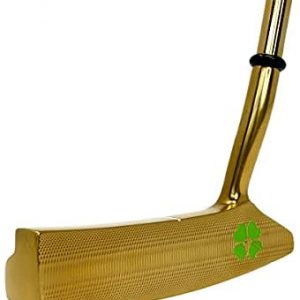 Lucky Golf Gold Putter Material: 431 Stainless Steel Casting: Loft: 3.5 Degrees – Lie: 72 Degrees – Finished Weight: 385 Grams – Length: 35 inches