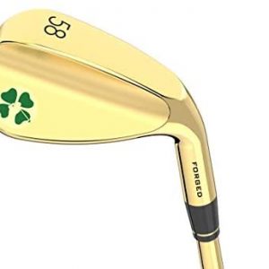 Lucky Wedges Gold 58 Degree Flop Wedge – 10 Degrees Bounce, 35″ Regular Flex Steel Shaft, Forged Soft Carbon Steel, Right Handed, Soft Grips