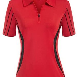 JACK SMITH Women Golf Polo Shirts Zipper Moisture Wicking Tennis Shirts Short Sleeve Slim Fit Sport Active Tops S-XXL