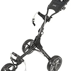 KVV 3 Wheel Golf Push Cart Ultra Lightweight Smallest Folding Size, New-Version Scorecard Holder
