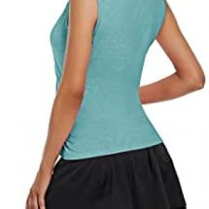 Women’s Golf Polo Shirts Zip Up Sleeveless Tennis Shirts Quick Dry Athletic Tank Tops with Zipper UPF 50+