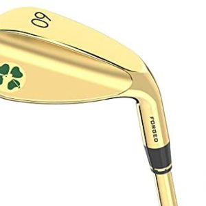 Lucky Wedges Gold 60 Degree Lob Wedge – 10 Degrees Bounce, 35″ Regular Flex Steel Shaft, Forged Soft Carbon Steel, Right Handed, Soft Grips