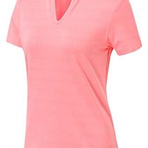 BASUDAM Women’s Golf Polo Shirts V-Neck Short Sleeve Collarless Tennis Running T-Shirts Quick Dry
