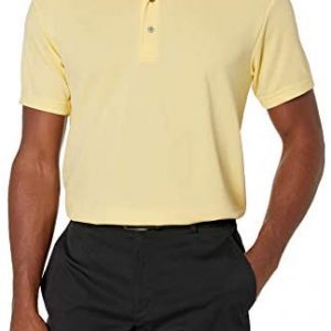 PGA TOUR Men’s Airflux Solid Mesh Short Sleeve Golf Polo Shirt
