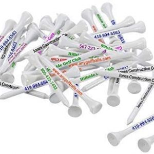 Golf Tees Personalized 2 Line Imprint 2 3/4″ 50 Count White