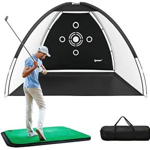 IPOW Golf Practice Net, 10×6.5ft Golf Hitting Training Aids Nets with Target and Carry Bag for Backyard Driving Chipping – Men Kids Indoor Outdoor Sports Game