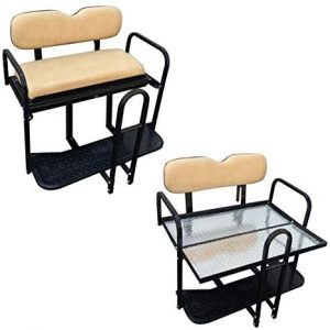 Performance Plus Carts EZGO TXT Golf Cart Rear Flip Back Seat Kit – Factory Tan (Fits 1995-2013)