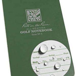Rite in the Rain All Weather Golf Notebook, 3.5″ x 6″, Green Field Flex, Club Yardage Book & Hole Notes (No. 4)