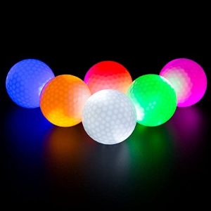 LED Light up Golf Balls, Glow in The Dark Night Golf Balls – Multi Colors of Blue, Orange, Red, White, Green, Pink – Pack of 6
