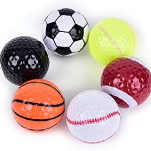 MarketBoss 6 PCS Golf Balls (Basketball, Football, Volleyball,Tennis, Baseball, 8-Ball) Double-Layer Construction 75% Strong Resilience Force Sports Practice Novelty Balls Golf Balls Gift