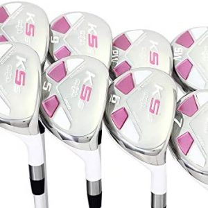 Majek White Pearl Petite Senior Ladies Golf Hybrids Irons Set New Senior Petite Women Best All True Hybrid Ultra Light Weight Forgiving Package Includes 4 5 6 7 8 9 PW SW All Lady Flex Utility Clubs