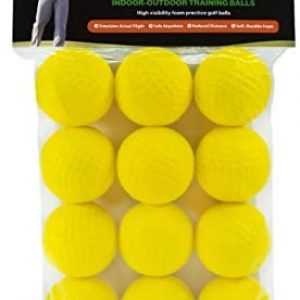 Practice Foam Golf Balls (Dent Resistant Yellow Chipping Balls, Long Lasting, Limited Flight) Get Instant Feedback of Your Strike – Perfect for Indoors, Basement & Backyard