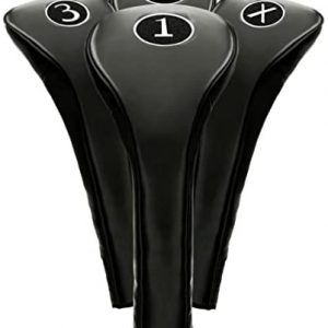 New Black Zipper Driver 1 3 5 X Leatherette Fairway Golf Club Covers Wood Headcovers Head Cover Metal