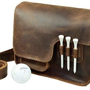 Hide & Drink, Leather Golf Pouch, Shoulder Bag, Ball & Tees Organizer, Sports & Outdoors Accessories, Handmade Includes 101 Year Warranty :: Bourbon Brown