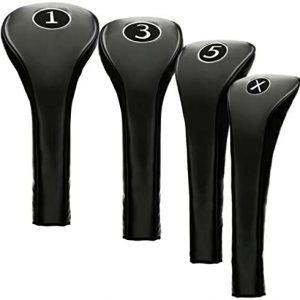 New Black Zipper Driver 1 3 5 X Leatherette Fairway Golf Club Covers Wood Headcovers Head Cover Metal