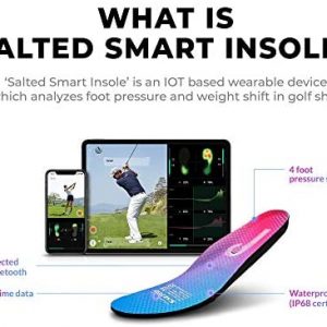 Salted Smart Insoles – Golf & Fitness Activities | Smart Fitness | Analyzes Golf Swing Posture Through Balance and Foot Pressure, Compatible Apps for Android/iOS, IoT Wearable Device, IP68 Waterproof