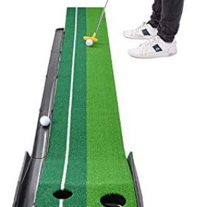 Abco Tech Indoor Golf Putting Green – Portable Mat with Auto Ball Return Function – Mini Golf Practice Training Aid, Game and Gift for Home, Office, Outdoor Use – 3 Bonus Balls