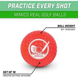 GoSports Foam Golf Practice Balls – Realistic Feel and Limited Flight – Soft for Indoor or Outdoor Training – Choose Between 16 Pack or 64 Pack