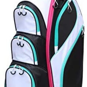 Majek Premium Ladies Black White Teal Pink Golf Bag 9.5 inch 14-Way Friendly Separator Top with Putter Sleeve