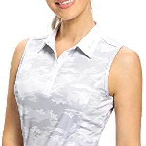 Hiverlay Womens Golf Shirts Sleeveless Polo Shirts Camo Tank Tops Slim Fit Tennis Shirts
