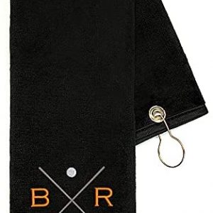 Lifetime Creations Monogrammed Golf Towel – Embroidered Personalized Golf Towel with Initials and Golf Clubs, Groomsman Golf Towel