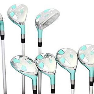 Majek Seafoam Teal Petite Ladies Golf Hybrids Irons Set New Petite Women Best All True Hybrid Ultra Light Weight Forgiving Woman Complete Package Includes 4 5 6 7 8 9 PW SW All Lady Flex Utility Clubs