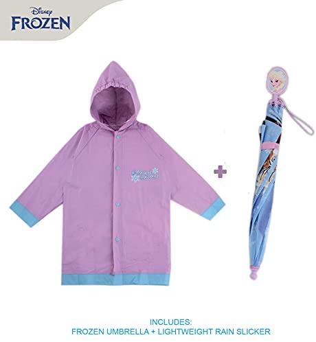 Disney Kids Umbrella and Slicker, Frozen Elsa and Anna Toddler and Little Girl Rain Wear Set, for Ages 4-7 3 Disney Kids Umbrella and Slicker, Frozen Elsa and Anna Toddler and Little Girl Rain Wear Set, for Ages 4-7 - Image 3