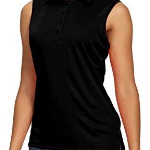 CQC Women’s Golf Tennis Sleeveless Polo Shirts Quick Dry Athletic Tank Tops UPF 50+