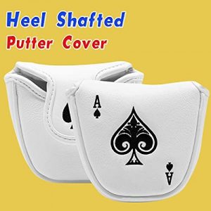 barudan golf Poker Ace White Leather Mallet Putter Cover Headcover Magnetic Club Protector fits for Odyssey 2ball Style Putters, RH LH