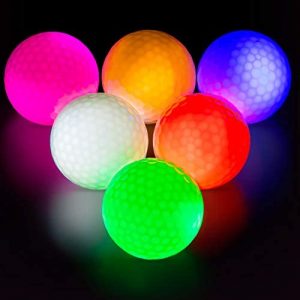 THIODOON Glow Golf Balls Led Golf Balls Glow in The Dark Golf Balls Flashing Golf Ball Light up Long Lasting Bright Night Sports 6 Colors for Your Choice