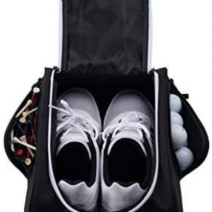 Athletico Golf Shoe Bag – Zippered Shoe Carrier Bags with Ventilation & Outside Pocket for Socks, Tees, etc.