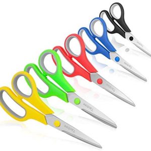Scissors, Taotree 8″ Multipurpose Scissor Bulk Pack of 5, Stainless Steel Sharp Scissors for Office Home General Use, High/Middle School Classroom Class Teacher Student Older Kids Scissors Supplies