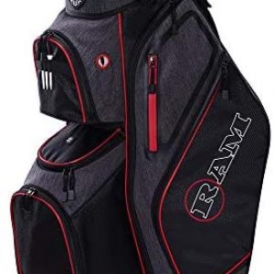 RAM Golf Tour Cart Bag with 14 Way Dividers Top Black/Red