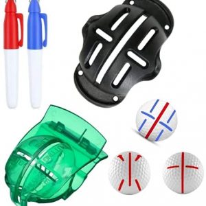 FAVORGEAR Golf Ball Line Marker Kit,Triple Track Golf Ball Marker Stencil Tool for Alignment&Identification,Golf Ball Accessories with Two Sharpie Mini for Perfect Putting