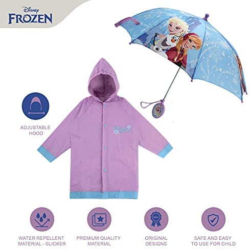 Disney Kids Umbrella and Slicker, Frozen Elsa and Anna Toddler and Little Girl Rain Wear Set, for Ages 4-7 5 Disney Kids Umbrella and Slicker, Frozen Elsa and Anna Toddler and Little Girl Rain Wear Set, for Ages 4-7 - Image 5
