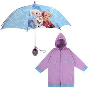 Disney Kids Umbrella and Slicker, Frozen Elsa and Anna Toddler and Little Girl Rain Wear Set, for Ages 4-7