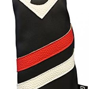 Majek Retro Golf Headcover Black Red and White Vintage Leather Style #5 Fairway Wood Head Cover Classic Look