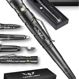 TAKEFLIGHT Tactical Pen Survival Gear – Aircraft-Grade Aluminum LED Tactical Flashlight Multi Tool – Rugged, Lightweight EDC Pen Survival Tool – Glass Breaker, Bottle Opener, Screwdriver, Gift Boxed
