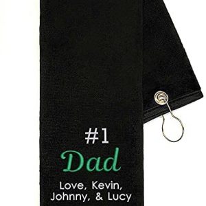 Lifetime Creations Embroidered Personalized #1 Dad Golf Towel – Gift for Father’s Day from Kids, Golf Gifts for Dad