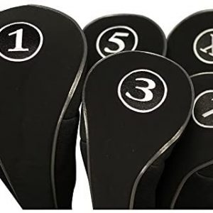 Black Golf Zipper Head Covers Driver 1 3 5 7 X Fairway Woods Headcovers Metal Neoprene Traditional Plain Protective Covers Fits All Fairway Clubs