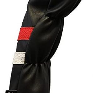 Majek Retro Golf Headcover Black Red and White Vintage Leather Style #5 Fairway Wood Head Cover Classic Look