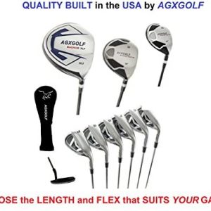 AGXGOLF Men’s XS Tour Series Complete Golf Set: 460 Driver, 5 Wood, 4 Hybrid + 5-9 Irons +Pitching Wedge+Sand Wedge: Senior, Regular or Stiff Flex; Cadet, Regular or Tall Length; Right Hand: USA