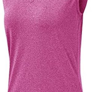 BGOWATU Women’s Golf Polo T-Shirts Sleeveless V Neck Collarless Tennis Shirts UV Protection Quick Dry Lightweight